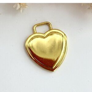 Gold T Minimalist Heart Vintage Love Pendant | Charm | Trinket - "EL" Carved